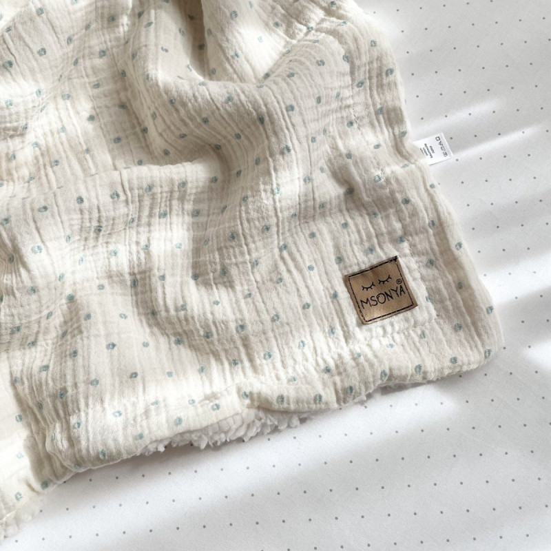 Плед Msonya муслін/хутро Горох м'ята