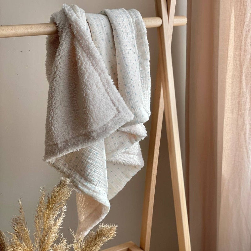 Плед Msonya муслін/хутро Горох м'ята