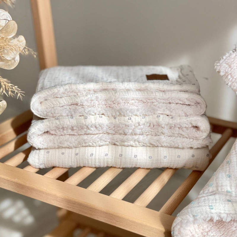 Плед Msonya муслін/хутро Горох сірий