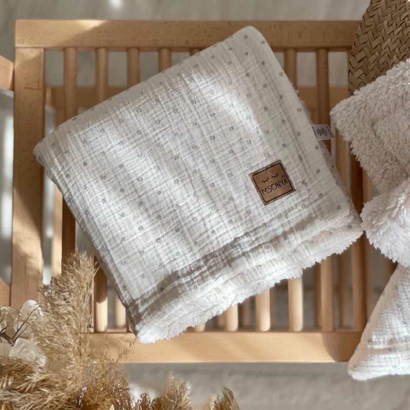 Плед Msonya муслін/хутро Горох сірий