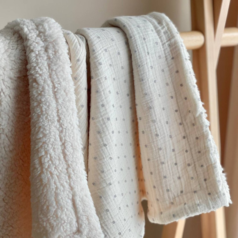 Плед Msonya муслін/хутро Горох сірий