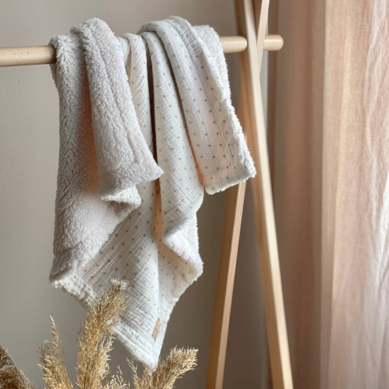 Плед Msonya муслін/хутро Горох сірий