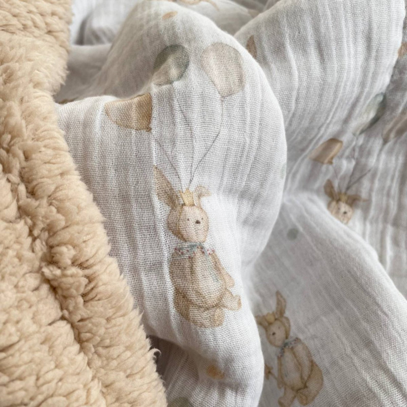 Плед Msonya муслін/хутро Зайці з кульками