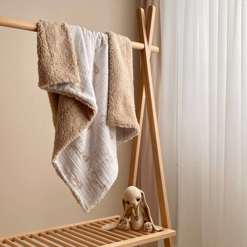 Плед Msonya муслін/хутро Зайці з кульками