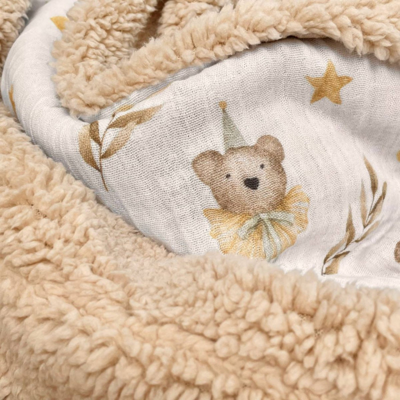 Плед Msonya муслін/хутро Ведмедики в ковпачках