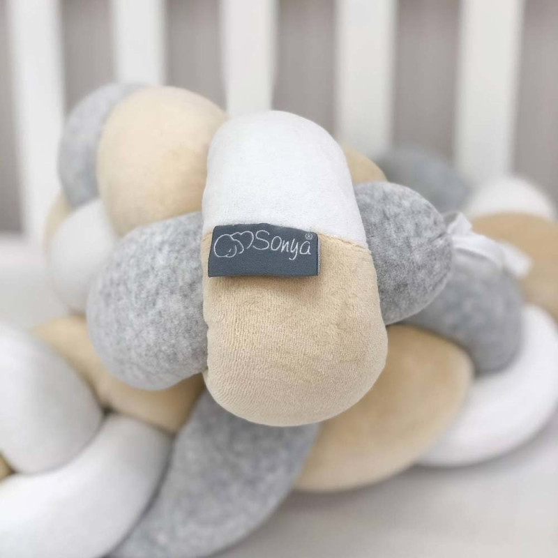 Бортик Msonya Коса 220 см білий/гірчиця/сірий