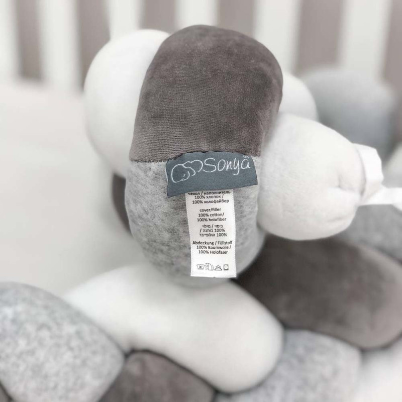 Бортик Msonya Коса 120 см білий/сірий меланж/графіт