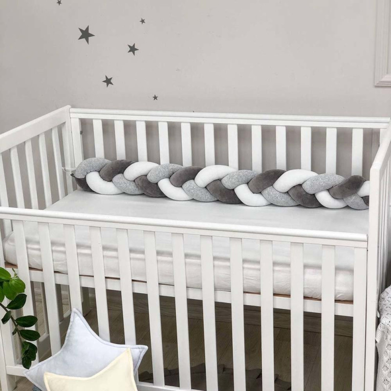 Бортик Msonya Коса 120 см білий/сірий меланж/графіт