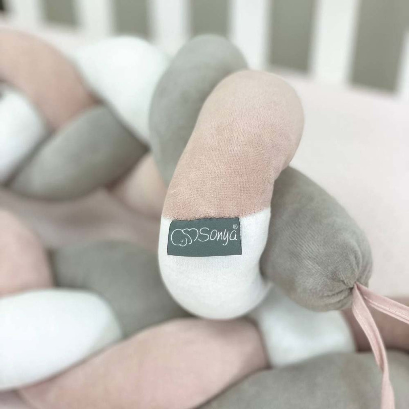 Бортик Msonya Коса 120 см білий/сірий/пудра