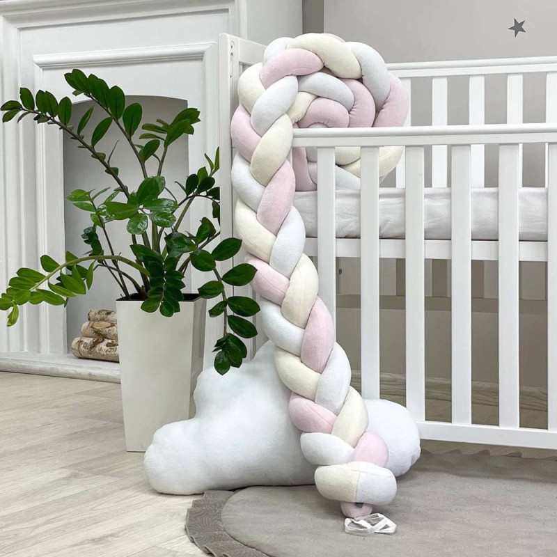 Бортик Msonya Коса 120 см білий/молочний/рожевий