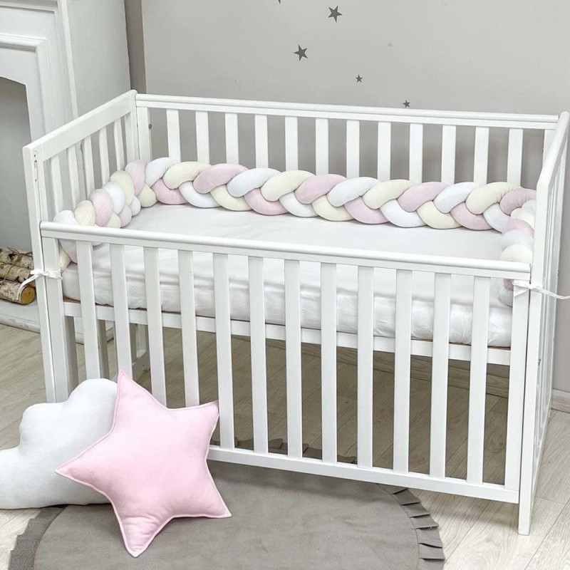 Бортик Msonya Коса 120 см білий/молочний/рожевий