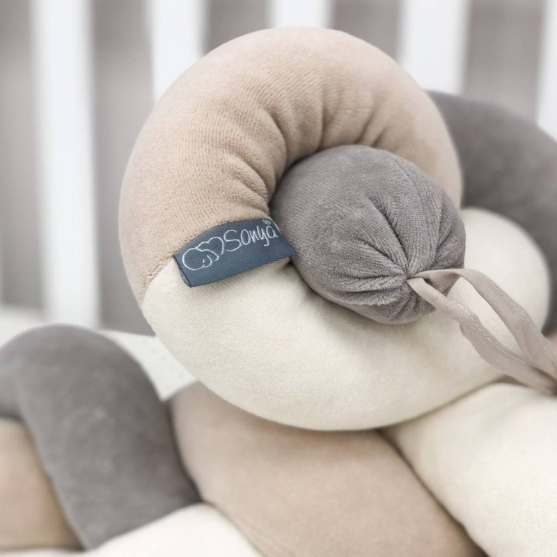 Бортик Msonya Коса 120 см бежевий/молочний/сірий