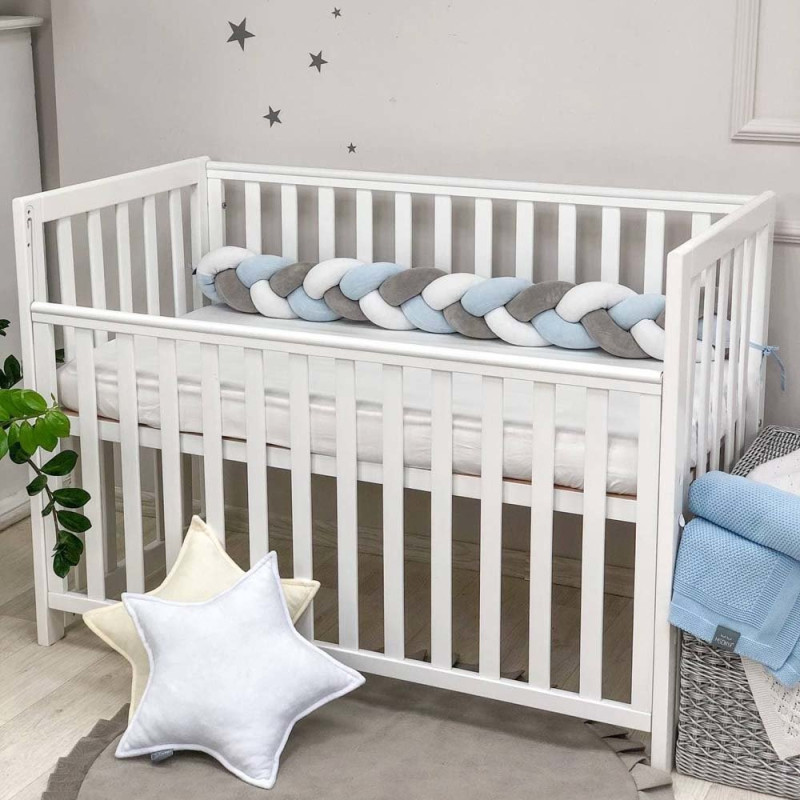 Бортик Msonya Коса 120 см білий/сірий/блідо-блакитний