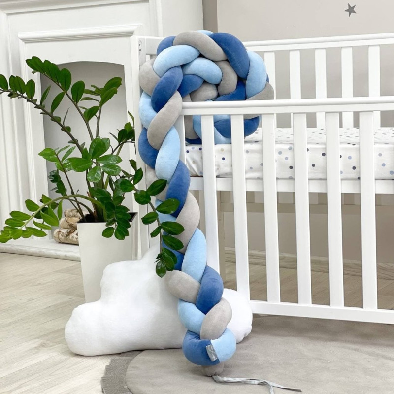 Бортик Msonya Коса 360 см блакитний/сірий/джинс