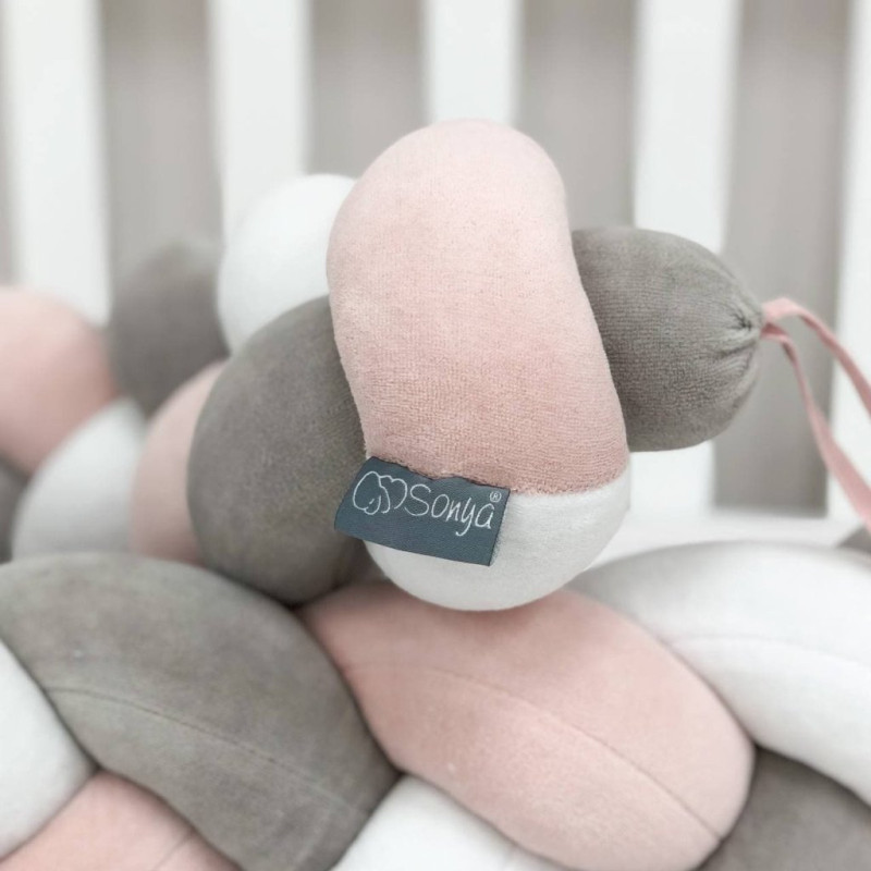 Бортик Msonya Коса 360 см білий/сірий/пудра