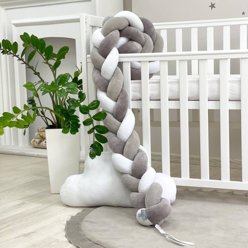 Бортик Msonya Коса 360 см білий/сірий/графіт