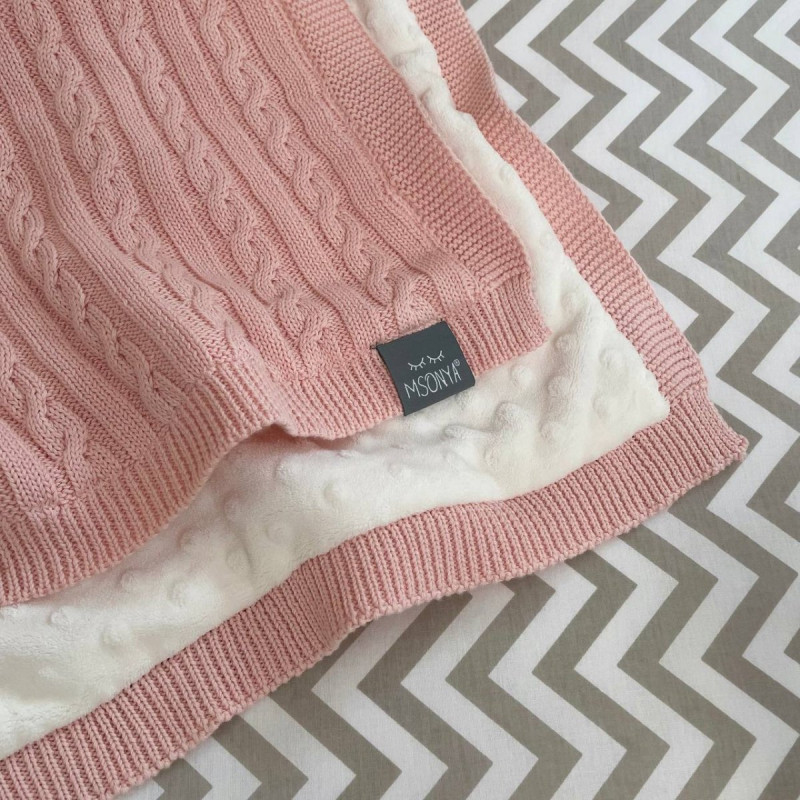 Плед Msonya в'язаний утеплений коси персик