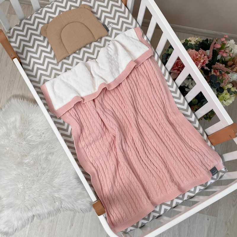 Плед Msonya в'язаний утеплений коси персик