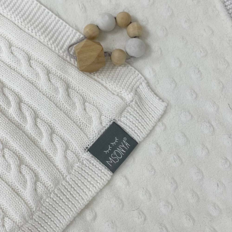 Плед Msonya Бавовняний на підкладці Wellsoft Коса 80х100 см білий