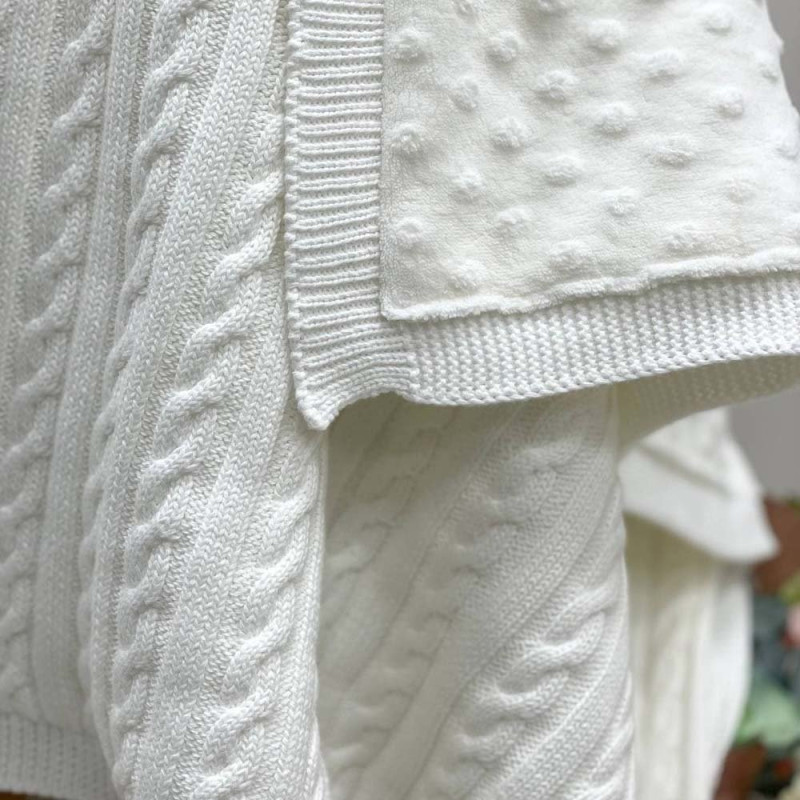 Плед Msonya Бавовняний на підкладці Wellsoft Коса 80х100 см білий