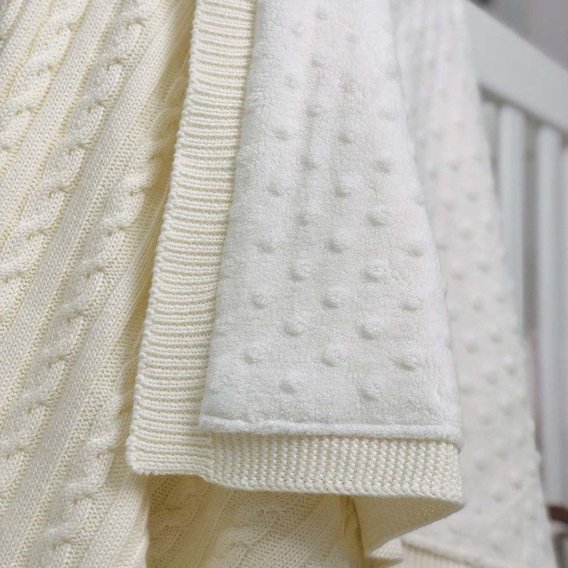 Плед Msonya Бавовняний на підкладці Wellsoft Коса 80х100 см молочний