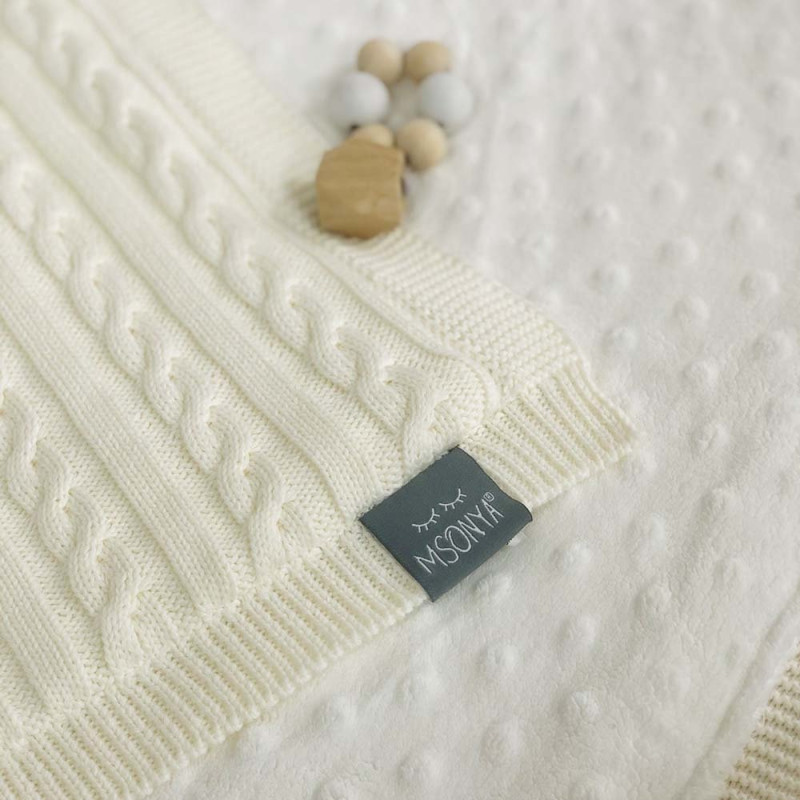 Плед Msonya Бавовняний на підкладці Wellsoft Коса 80х100 см молочний