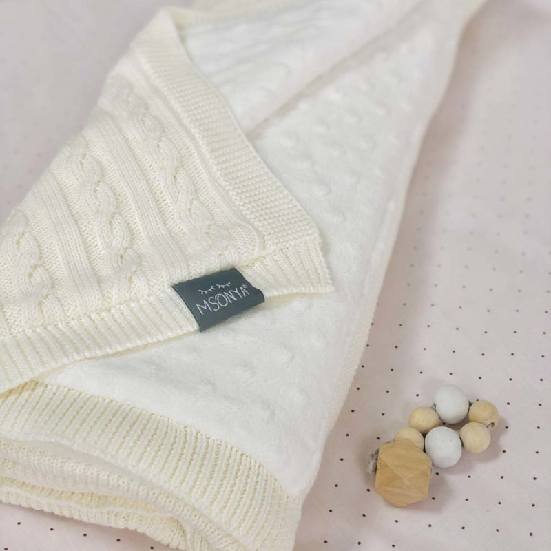 Плед Msonya Бавовняний на підкладці Wellsoft Коса 80х100 см молочний