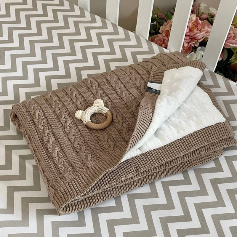 Плед Msonya в'язаний утеплений коси кава