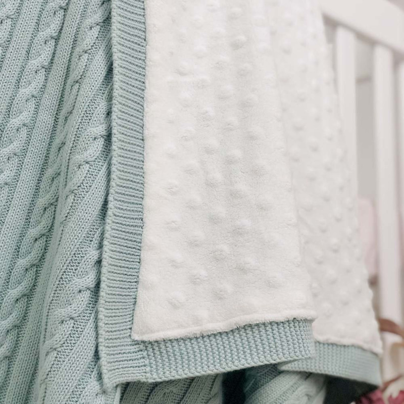 Плед Msonya Бавовняний на підкладці Wellsoft Коса 80х100 см м'ята світла