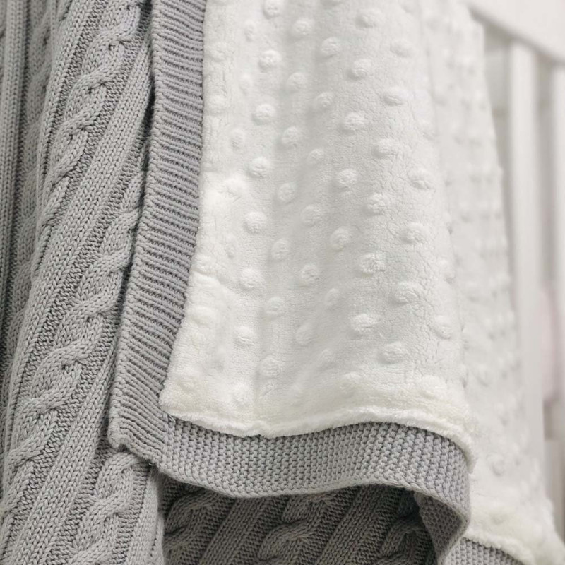 Плед Msonya Бавовняний на підкладці Wellsoft Коса 80х100 см сірий