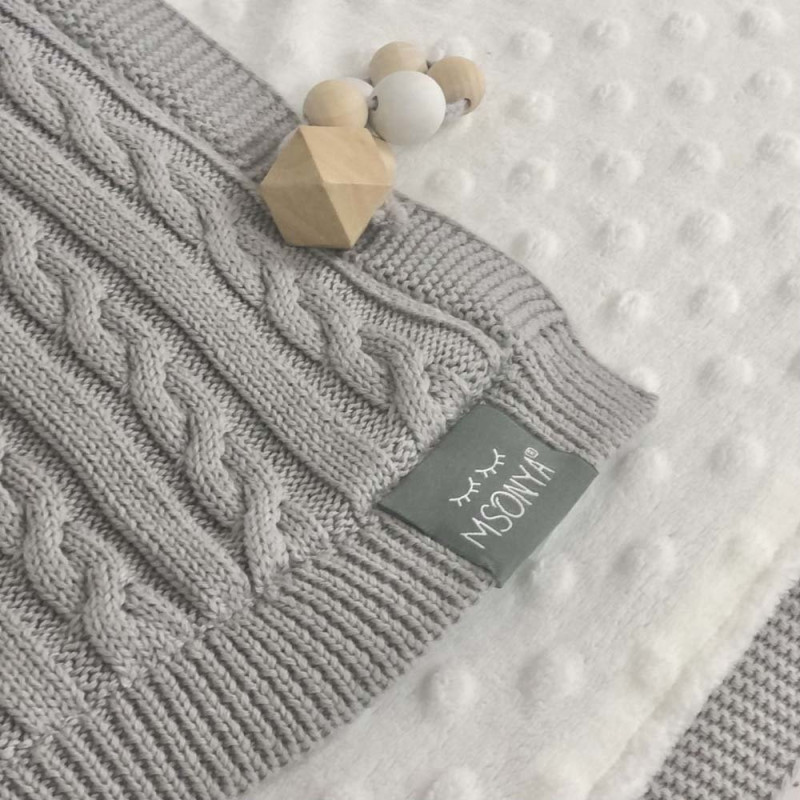 Плед Msonya Бавовняний на підкладці Wellsoft Коса 80х100 см сірий