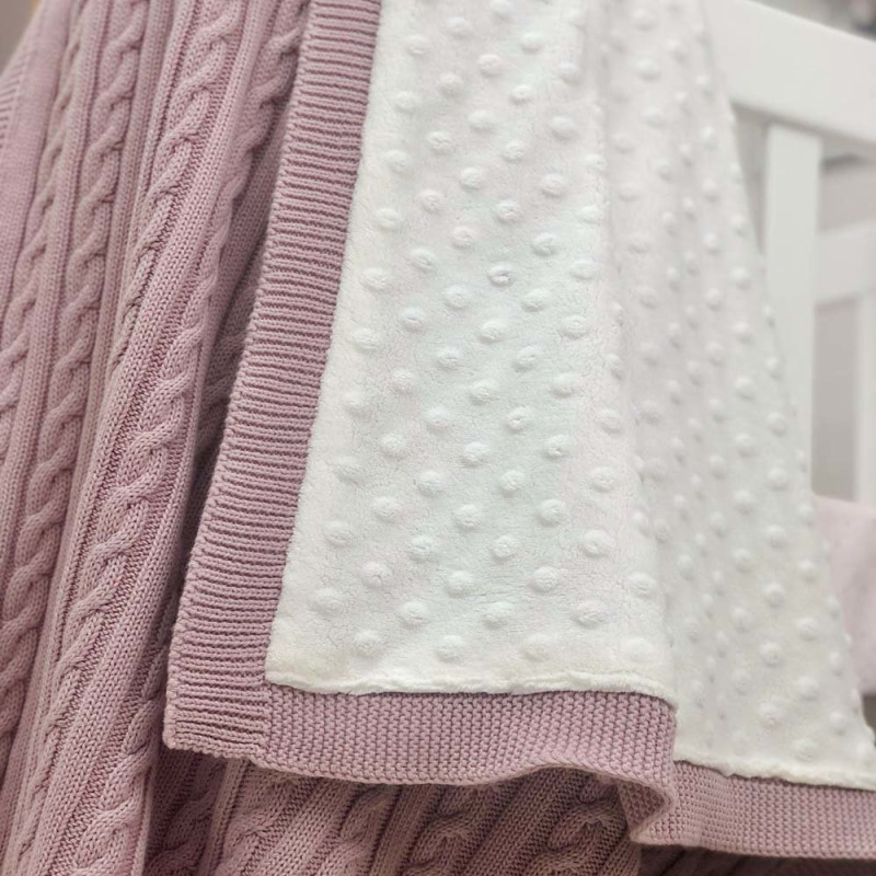 Плед Msonya Бавовняний на підкладці Wellsoft Коса 80х100 см суха троянда