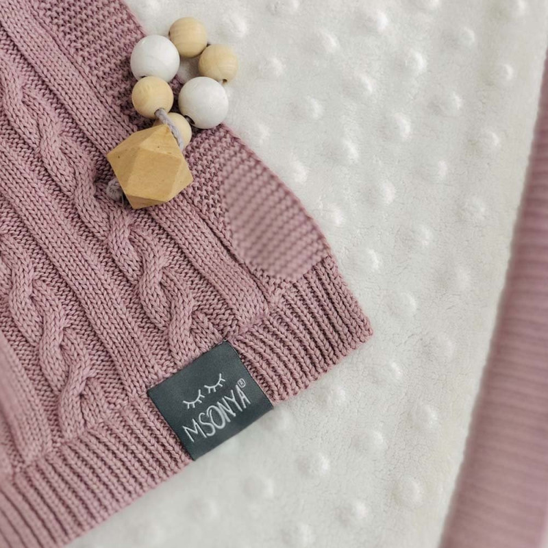 Плед Msonya Бавовняний на підкладці Wellsoft Коса 80х100 см суха троянда