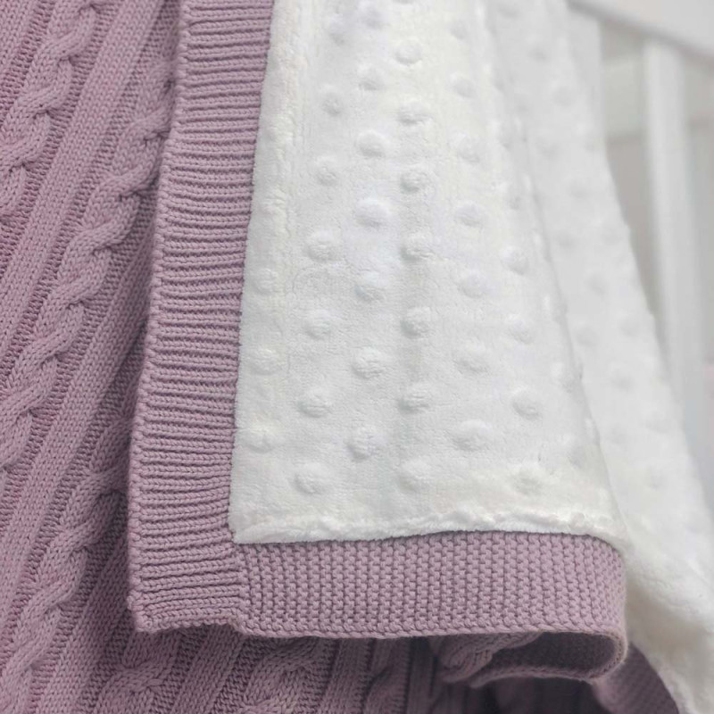 Плед Msonya Бавовняний на підкладці Wellsoft Коса 80х100 см ліла