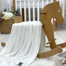 Плед Msonya Бавовняний Коса 80х100 см білий