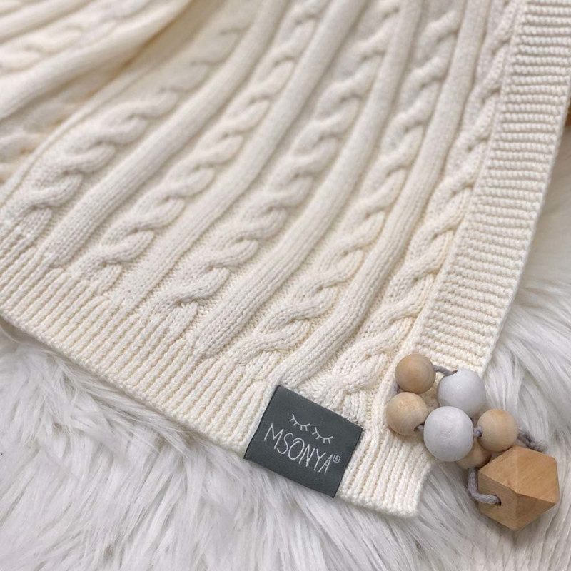 Плед Msonya Бавовняний Коса 80х100 см молочний
