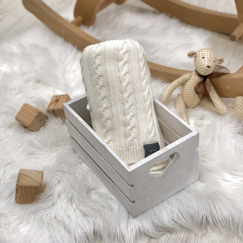 Плед Msonya Бавовняний Коса 80х100 см молочний