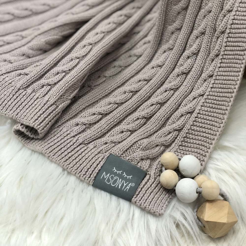 Плед Msonya Бавовняний Коса 80х100 см мокко