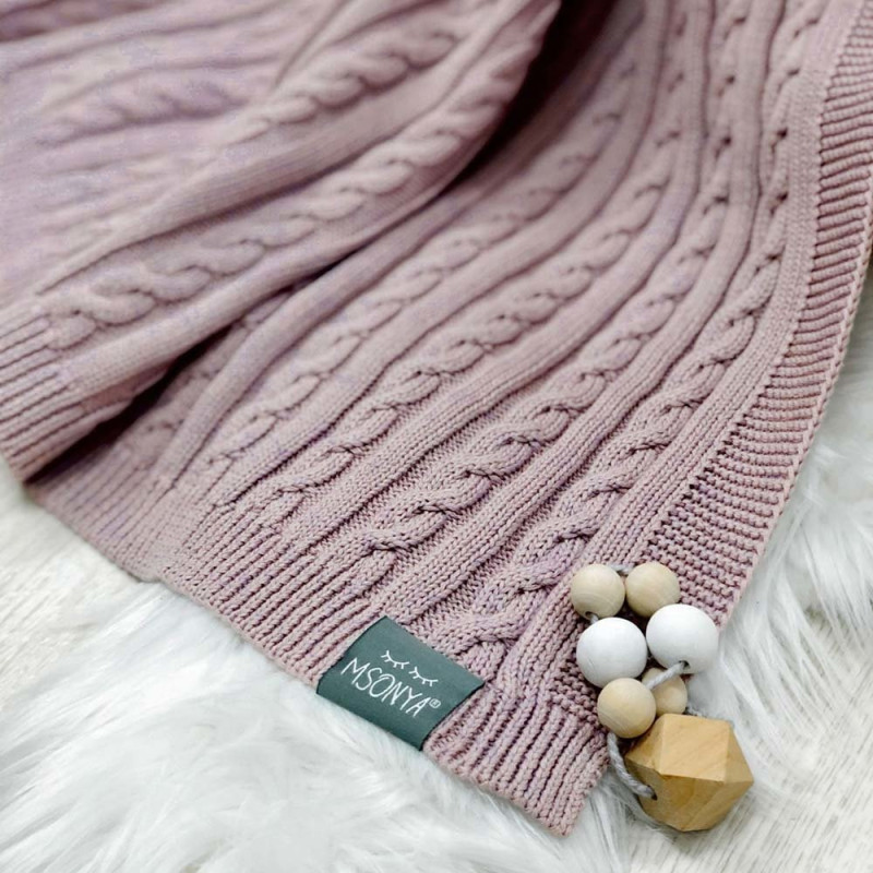 Плед Msonya Бавовняний Коса 80х100 см ліла