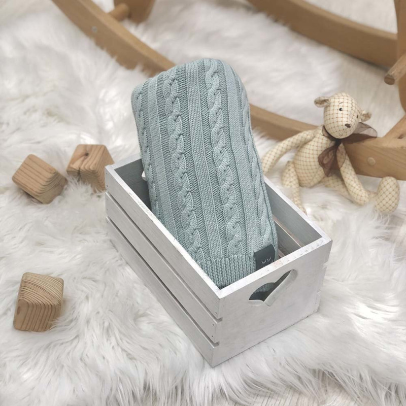 Плед Msonya Бавовняний Коса 80х100 см світло-м'ятний