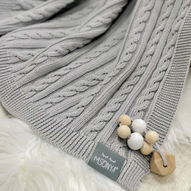 Плед Msonya Бавовняний Коса 80х100 см сірий