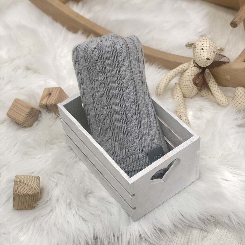 Плед Msonya Бавовняний Коса 80х100 см сірий