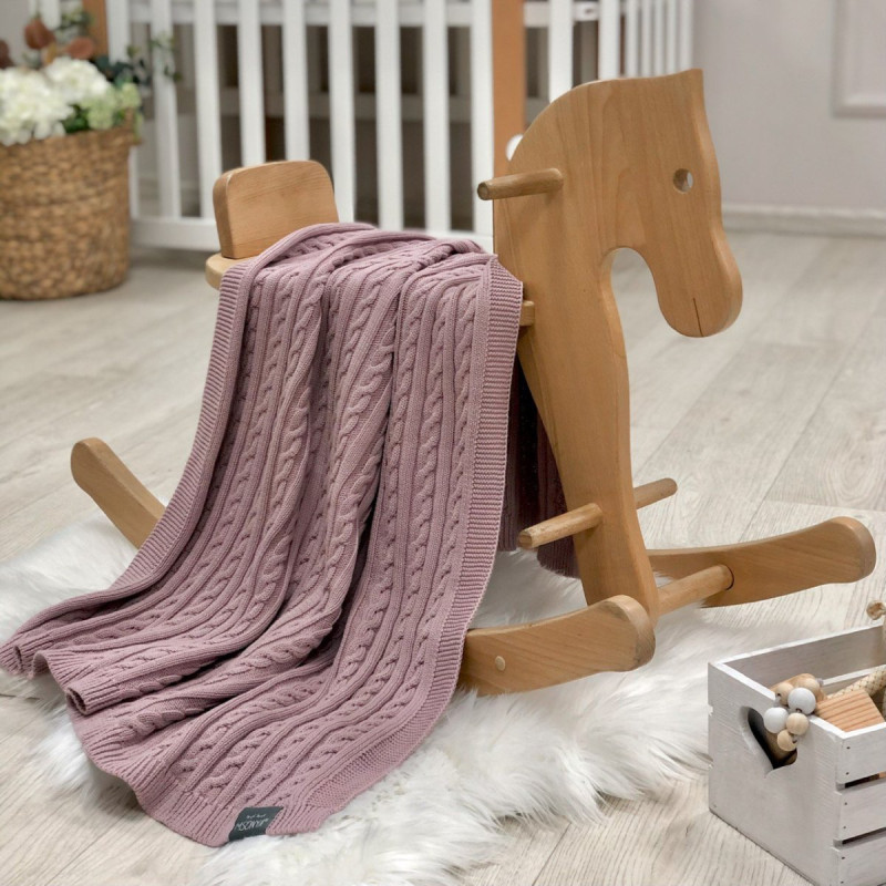 Плед Msonya в'язаний коси суха троянда