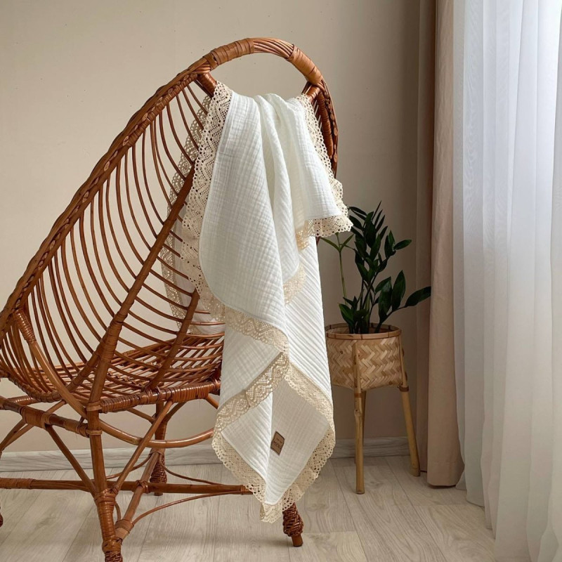 Плед Msonya з мереживом білий 80х100 +/2см весна, літо 8709140