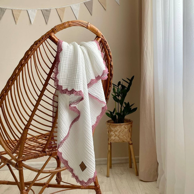 Плед Msonya з мереживом білий 80х100 +/2см весна, літо 8709306