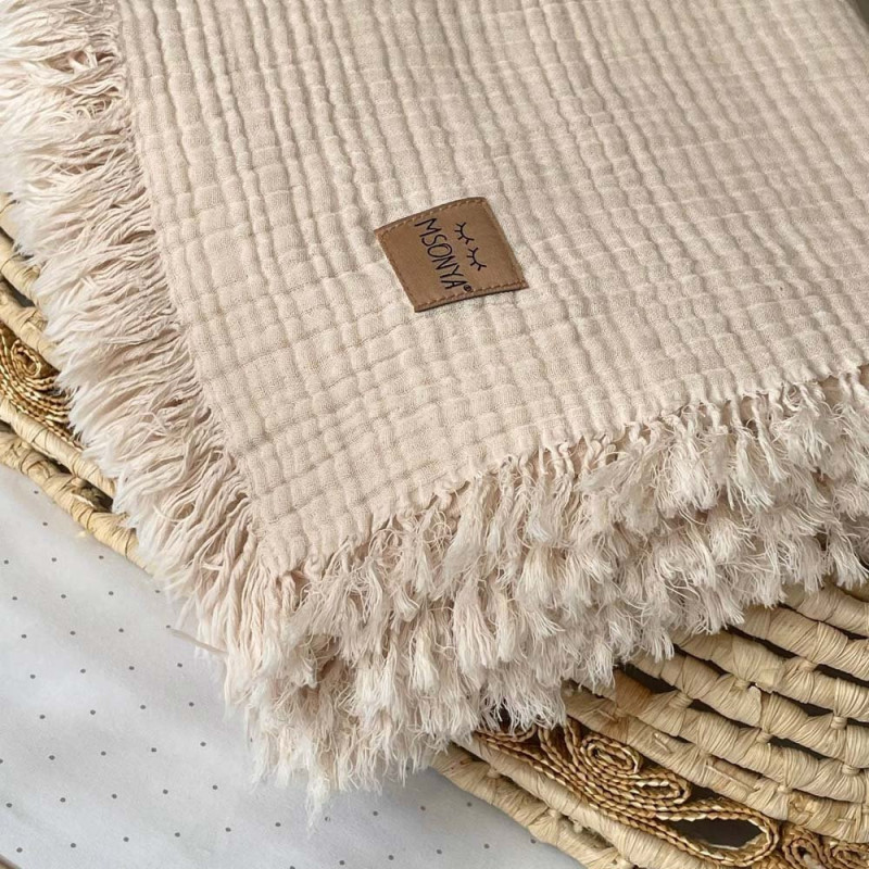 Плед Msonya муслін жатка 90х105 см бежевий