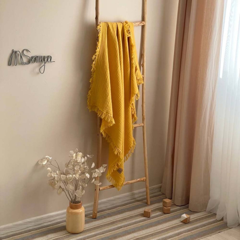 Плед Msonya муслін жатка 90х105 см гірчиця