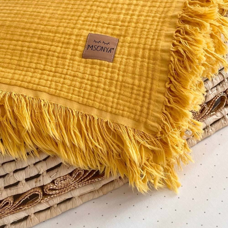 Плед Msonya муслін жатка 90х105 см гірчиця