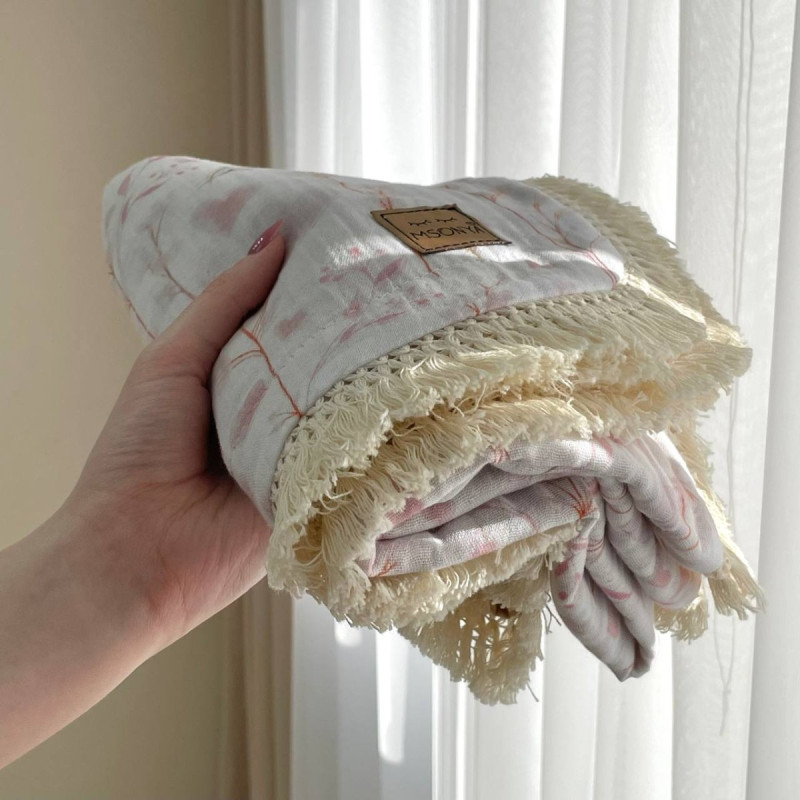 Плед Msonya З бахромою бежевий 80х100 +/2см весна, літо 878334