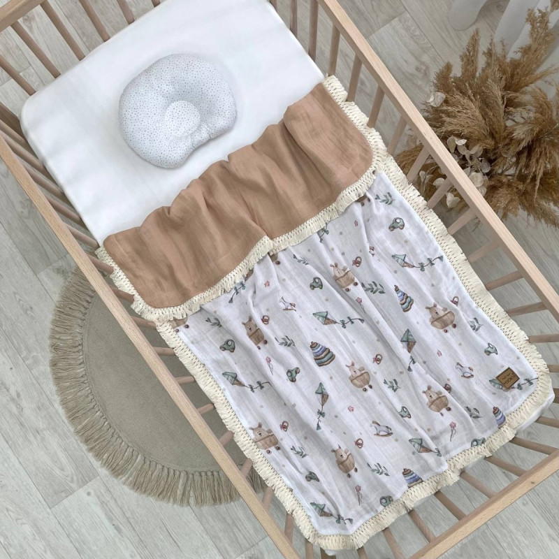 Плед Msonya З бахромою бежевий 80х100 +/2см весна, літо 8783741